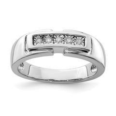 Sterling Silver Rhodium Plated Men's Polished Diam. Ring - 2
