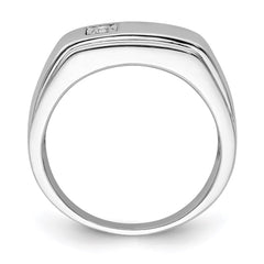 Sterling Silver Rhodium Plated Men's Polished Diam. Ring - 4