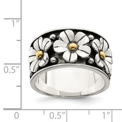 Sterling Silver Antiqued w/ 14k Gold Centers Daisy Ring - 3