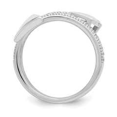 Sterling Silver Rhodium-plated Polished CZ Arrow Ring - 3