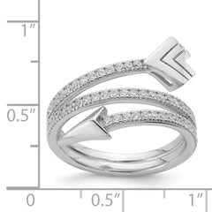 Sterling Silver Rhodium-plated Polished CZ Arrow Ring - 6