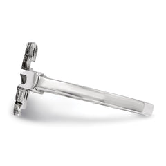 Sterling Silver Rhodium-plated Jesus Cross Ring - 4