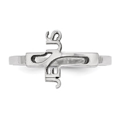 Sterling Silver Rhodium-plated Jesus Cross Ring - 4