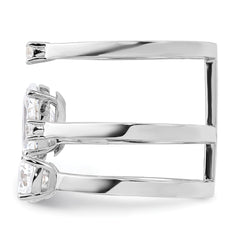 Sterling Silver Rhodium-plated CZ Adjustable Ring - 2