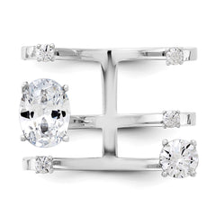 Sterling Silver Rhodium-plated CZ Adjustable Ring - 2