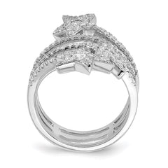 Sterling Silver Rhodium-plated CZ Star Ring - 3