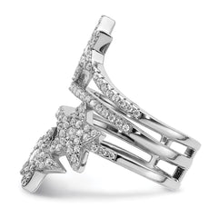 Sterling Silver Rhodium-plated CZ Star Ring - 3