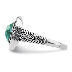 Sterling Silver Rhodium-plated Oxidized Faceted Recon. Turquoise Ring - 3