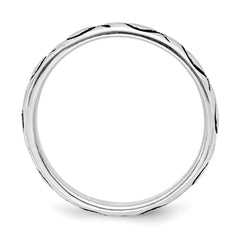 Sterling Silver Rhodium-plated Polished Antiqued Ichthus Ring - 3