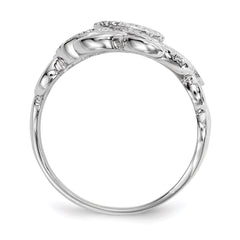 Sterling Silver Rhodium-plated Polished & Textured Circles Ring - 2