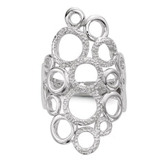 Sterling Silver Rhodium-plated Polished & Textured Circles Ring - 2