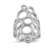 Sterling Silver Rhodium-plated Polished & Textured Circles Ring - 3