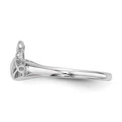 Sterling Silver Rhodium-plated Polished Claddagh Ring - 3