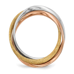 Sterling Silver Rhodium Gold & Rose Gold-plated Intertwined Ring - 3