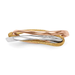 Sterling Silver Rhodium Gold & Rose Gold-plated Intertwined Ring - 3