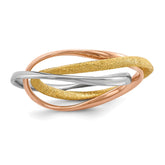 Sterling Silver Rhodium Gold & Rose Gold-plated Intertwined Ring - 3