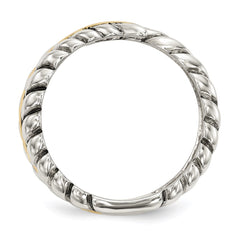 Sterling Silver w/14k Antiqued Leaves Bypass Ring - 3