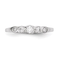 Sterling Silver Rhodium-plated 5-stone Bezel Set CZ Ring - 2