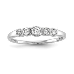 Sterling Silver Rhodium-plated 5-stone Bezel Set CZ Ring - 3