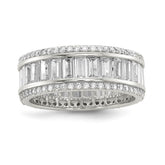 Sterling Silver Rhodium-plated Baguette & Round CZ Eternity Ring - 2