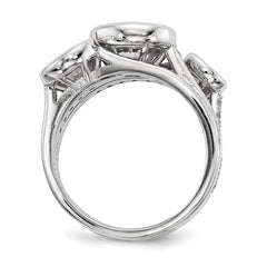 Sterling Silver Rhodium-plated CZ 3-Ring Set - 2
