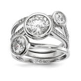 Sterling Silver Rhodium-plated CZ 3-Ring Set - 3