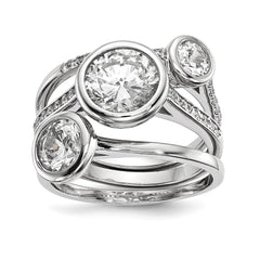 Sterling Silver Rhodium-plated CZ 3-Ring Set - 3