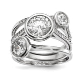 Sterling Silver Rhodium-plated CZ 3-Ring Set - 2