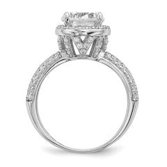 Sterling Silver Rhodium-plated CZ Pavâ Ring