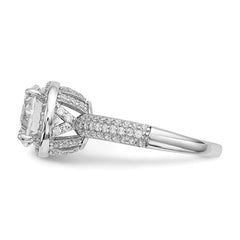 Sterling Silver Rhodium-plated CZ Pavâ Ring - 3