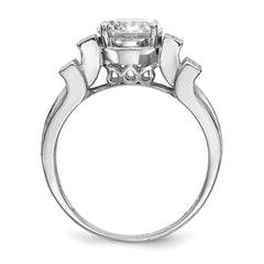 Sterling Silver Rhodium-plated CZ Tiered Pavâ Ring