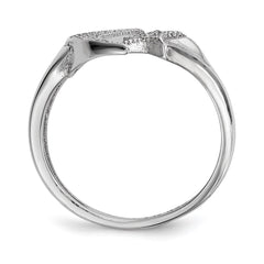 Sterling Silver Rhodium-plated CZ Moon w/Star Polished Ring - 3