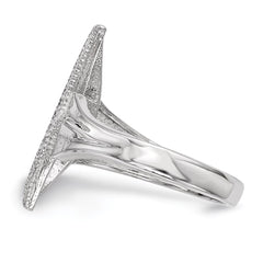 Sterling Silver Rhodium-plated CZ Moon w/Star Polished Ring - 3