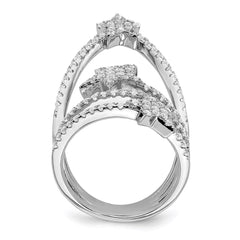 Pure Fire Sterling Silver Rhod-plated CZ Star Ring - 3