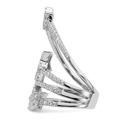 Pure Fire Sterling Silver Rhod-plated CZ Star Ring - 3