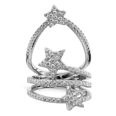 Pure Fire Sterling Silver Rhod-plated CZ Star Ring - 3