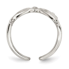 Sterling Silver Polished CZ Butterfly Double Finger Ring - 3