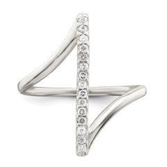 Sterling Silver CZ Bar Ring - 2