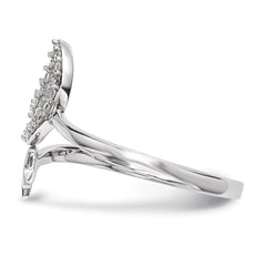 Sterling Silver Rhodium-plated CZ Moon and Star Ring - 3
