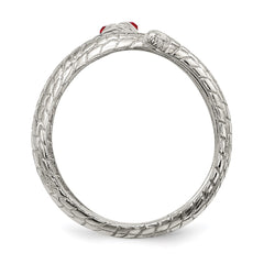 Sterling Silver Red Eye Crystal Snake Ring - 3