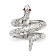 Sterling Silver Red Eye Crystal Snake Ring - 3