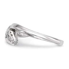 Sterling Silver Rhodium-plated CZ Snake Ring - 3