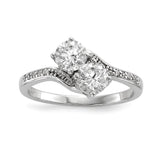 Sterling Silver Rhodium-plated Two Stone CZ Bypass Ring - 2