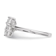 Sterling Silver Rhodium-plated CZ Two Stone Polished Ring - 2