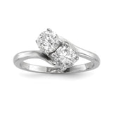 Sterling Silver Rhodium-plated CZ Two Stone Polished Ring - 2