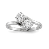 Sterling Silver Rhodium-plated CZ Two Stone Polished Ring - 6