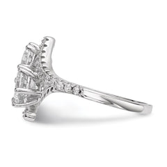 Sterling Silver Rhodium-plated CZ Two Stone Round Bypass Ring - 2