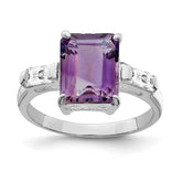 Sterling Silver Rhodium-plated Amethyst Ring - 42