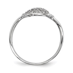 Sterling Silver Rhodium-plated CZ Heart Lock and Key Ring - 2