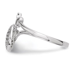 Sterling Silver Rhodium-plated CZ Heart Lock and Key Ring - 2